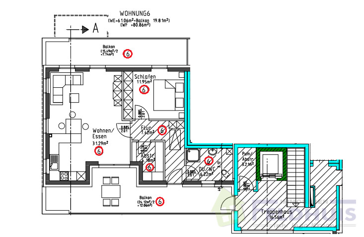 Grundriss Whg. Nr. 6